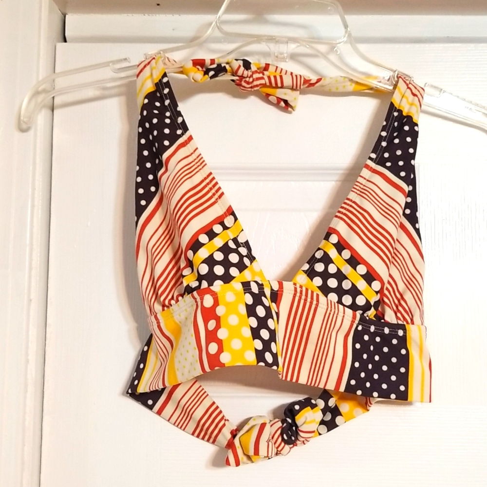 Christina Multicolored Tie Back Bikini Top L